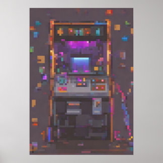 Pixel Arcade Console Controller Gamer Sticker Poster