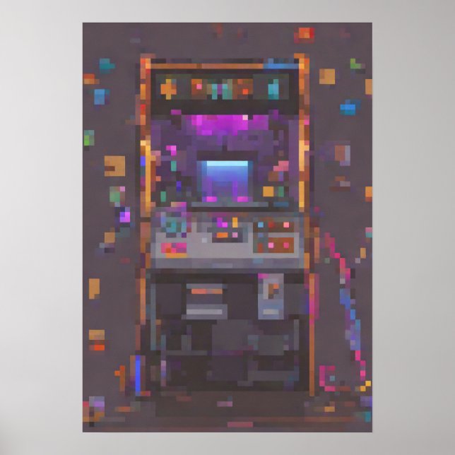 Pixel Arcade Console Controller Gamer Sticker Poster (Front)