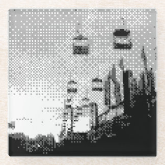 pixel art amusement park glass coaster