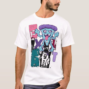 Pixel art and blue monster T-Shirt