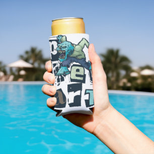 Pixel art and monster seltzer can cooler