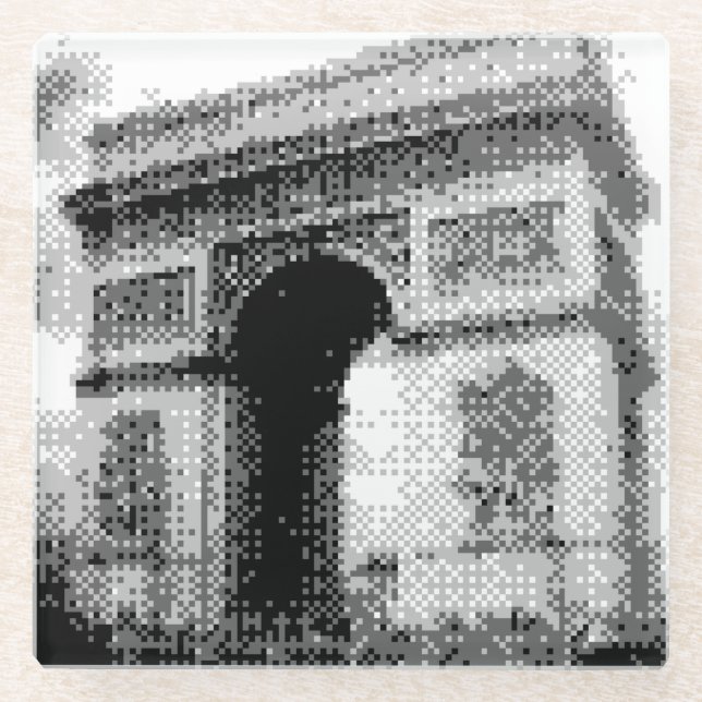 pixel art arc de triumph glass coaster (Front)