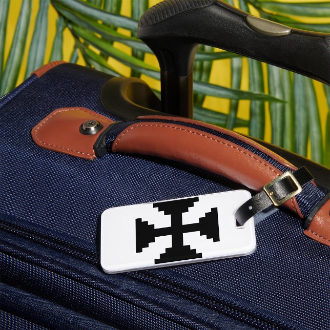Pixel Art Black Cross Symbol  Luggage Tag (Creator Uploaded)