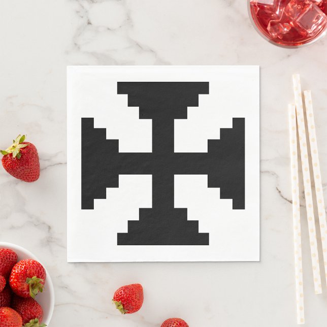 Pixel Art Black Cross Symbol  Napkin (Creator Uploaded)