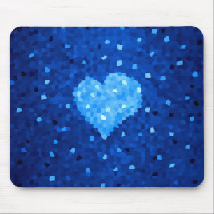 Pixel Art Blue Heart Retro Gamer Love Mouse Pad