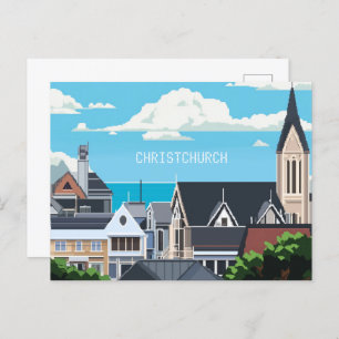 Pixel Art Christchurch New Zealand Postcard