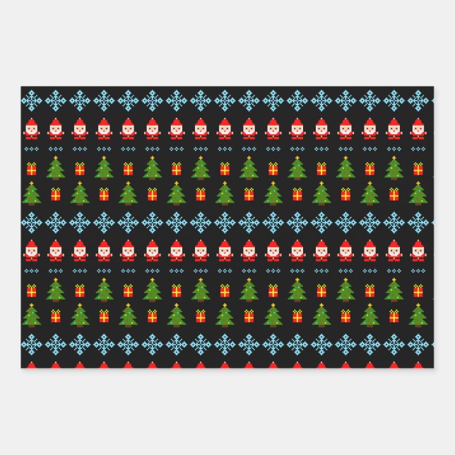 Pixel Art Christmas Wrapping Paper Sheet (Front)