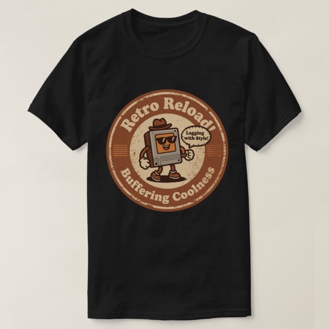 Pixel Art Computer Character "Lagging with Style!" T-Shirt (Design Front)