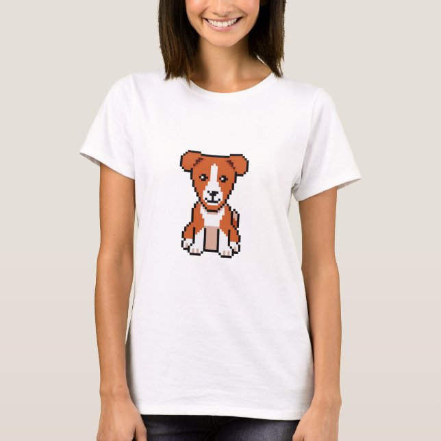 pixel-art-cute-basenji-dog-vector-retro T-Shirt (Front)