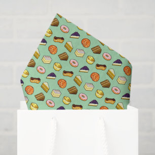 Pixel Art Delicious Cakes Pattiserie Pattern Tissue Paper