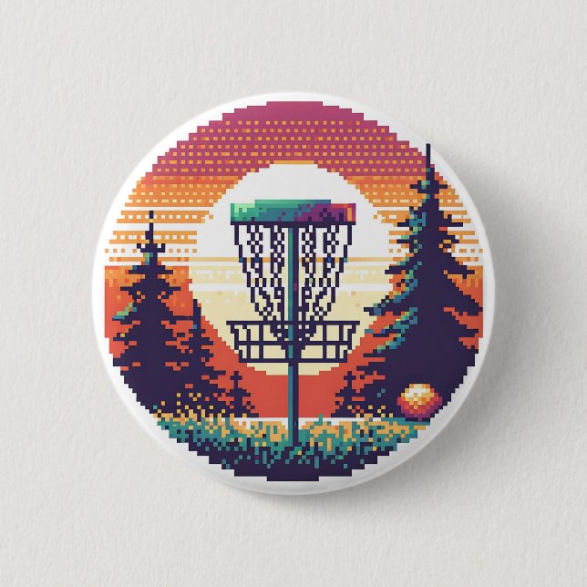 Pixel Art Disc Golf Course 6 Cm Round Badge (Front)