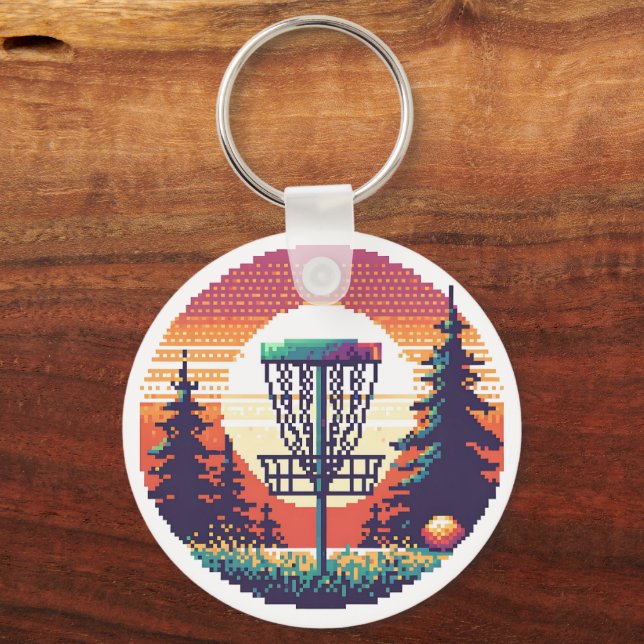 Pixel Art Disc Golf Course Key Ring (Back)
