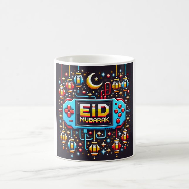 Pixel Art Eid Mubarak Gaming Coffee Mug (Center)