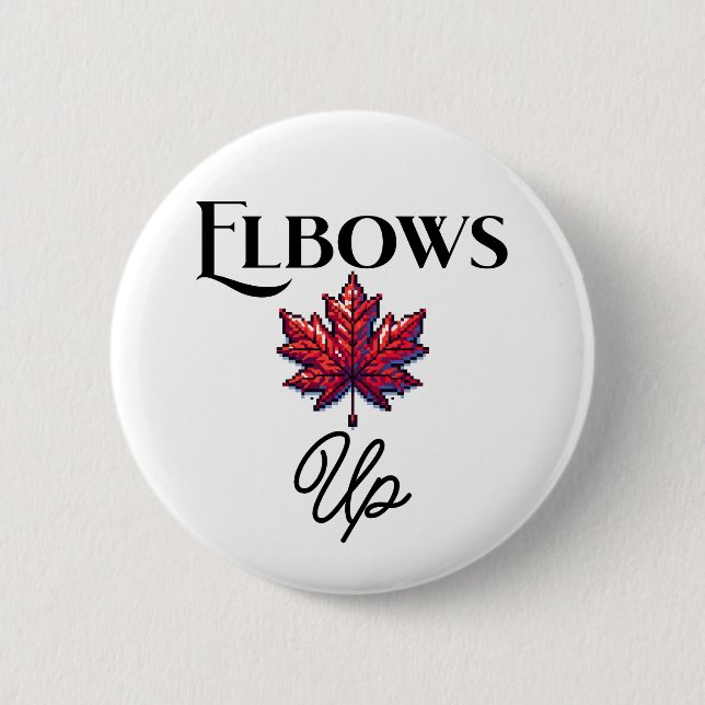 Pixel Art Elbows Up | Canada Support & Ally  6 Cm Round Badge (Front)