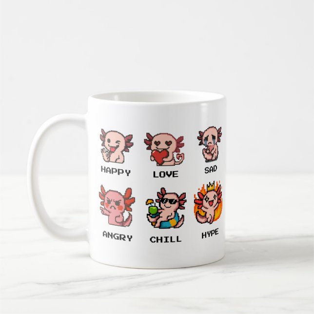 Pixel Art Emotions Axolotl Mug (Left)