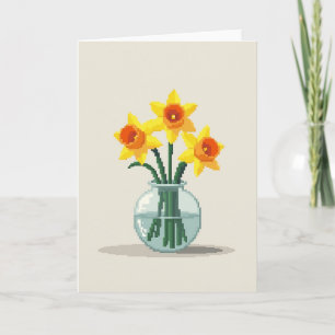 Pixel Art Floral Mothers Day Card