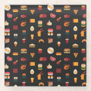 Pixel art food, seamless texture. glass coaster
