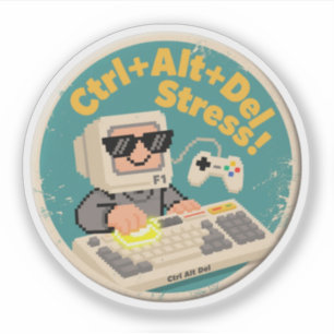 Pixel Art Gamer Rebooting Bad Vibes Badge