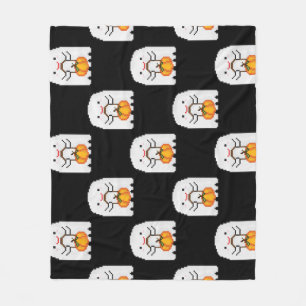 Pixel art ghost: Halloween pattern Fleece Blanket