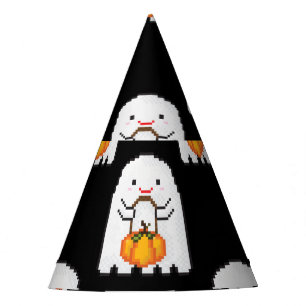Pixel art ghost: Halloween pattern Party Hat