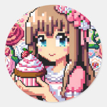 Pixel Art Girl's Pink Birthday Party