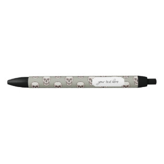 Pixel Art Gothic Spooky Skull Pattern Black Ink Pen
