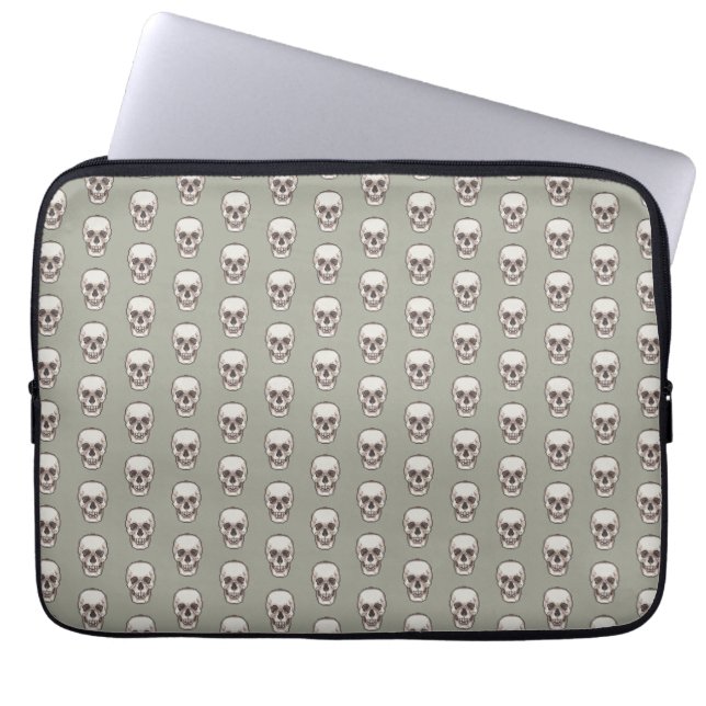 Pixel Art Gothic Spooky Skull Pattern Laptop Sleeve (Front)