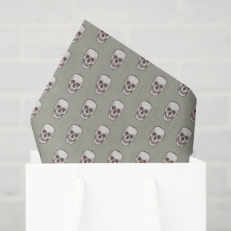 Pixel Art Gothic Spooky Skull Pattern Tissue Paper