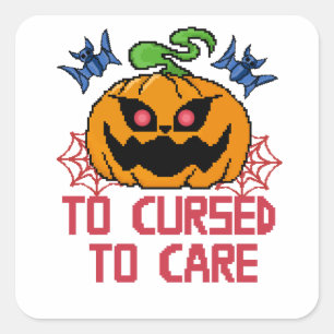 Pixel Art Halloween Pumpkins, Skulls & Bats Square Sticker