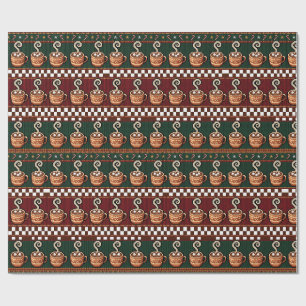 Pixel Art Hot Cocoa Christmas Pattern Wrapping Paper