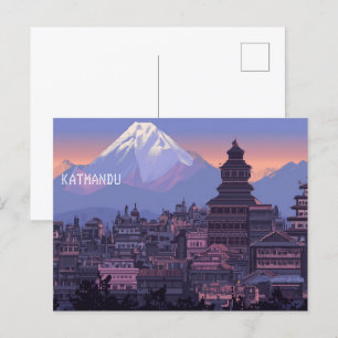 Pixel Art Katmandu Nepal Postcard