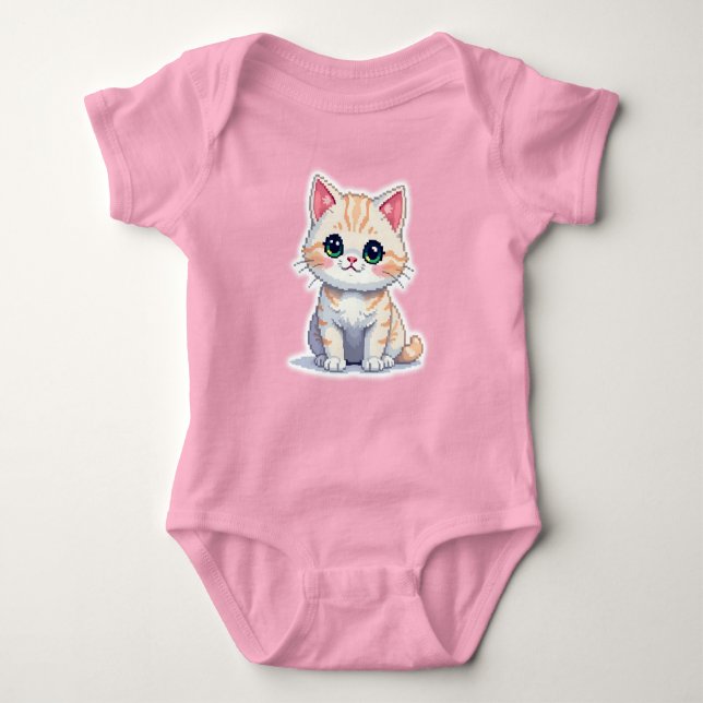 Pixel art kitten baby bodysuit (Front)