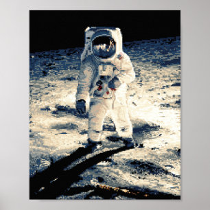 Pixel Art Moon Man (History in Pixels) Poster