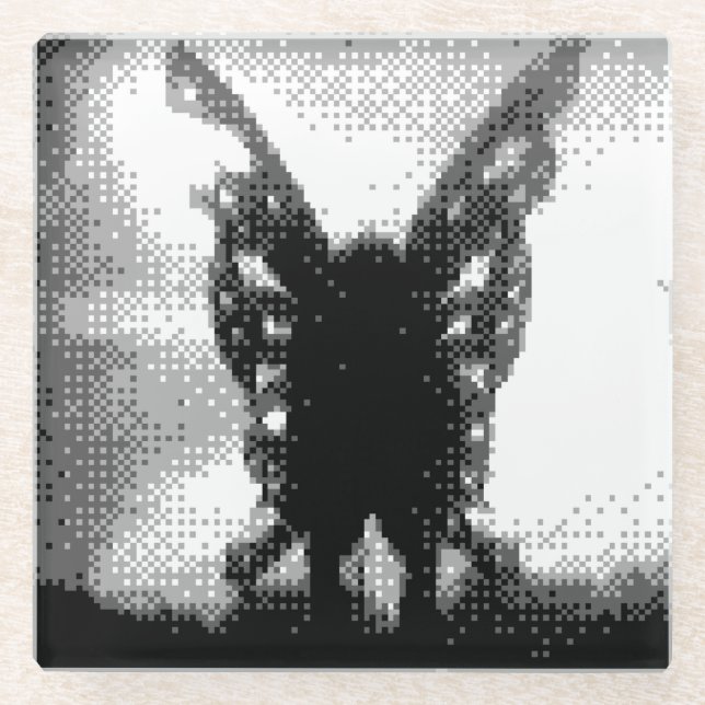 pixel art mothman glass coaster (Front)