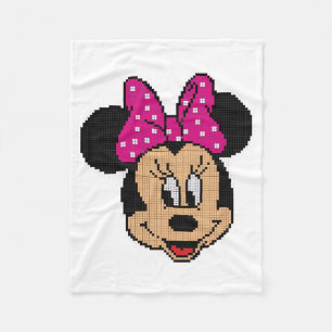 Pixel Art Mouse with Pink Bow Fleece Blanket