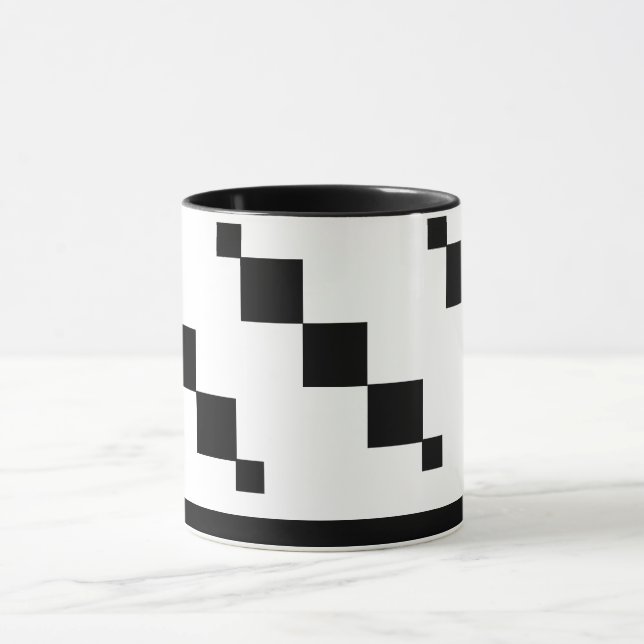 Pixel Art Mug – Black & White Minimalist Style (Center)