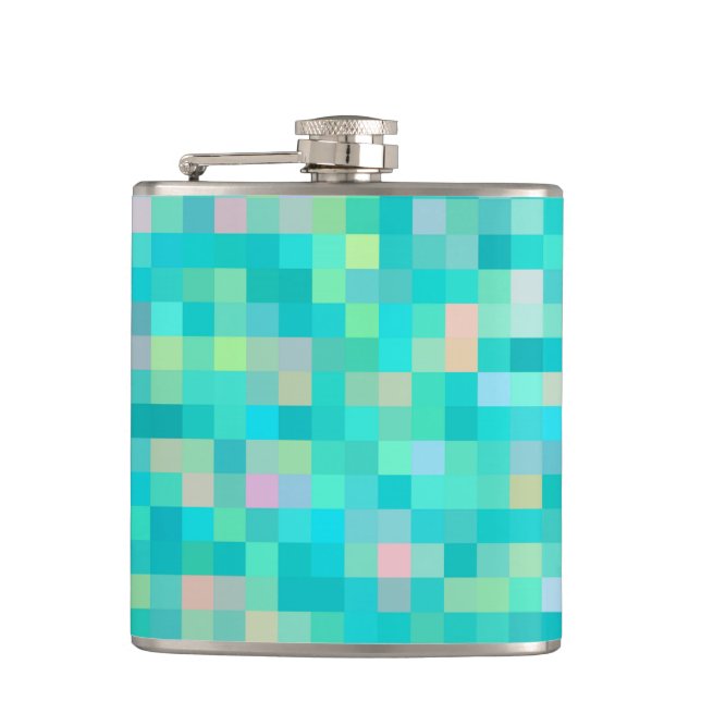 Pixel Art Multicolor Pattern Hip Flask (Front)