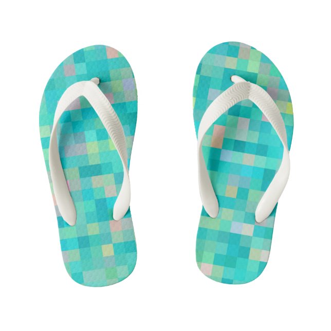 Pixel Art Multicolor Pattern Kid's Thongs (Footbed)