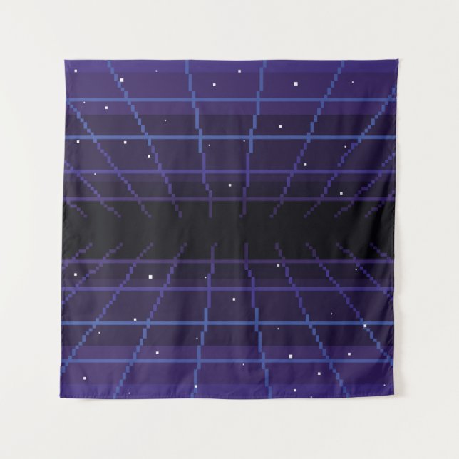pixel art of 80s Retro sci-Fi background. Pixel ar Tapestry (Front)