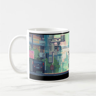 Pixel Art Of Rider And Motorcycle Coffee Mug