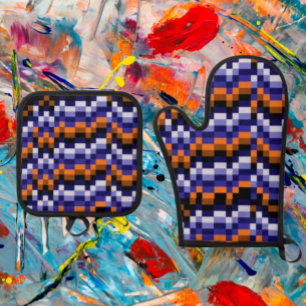 Pixel Art Oven Mitt & Pot Holder Set