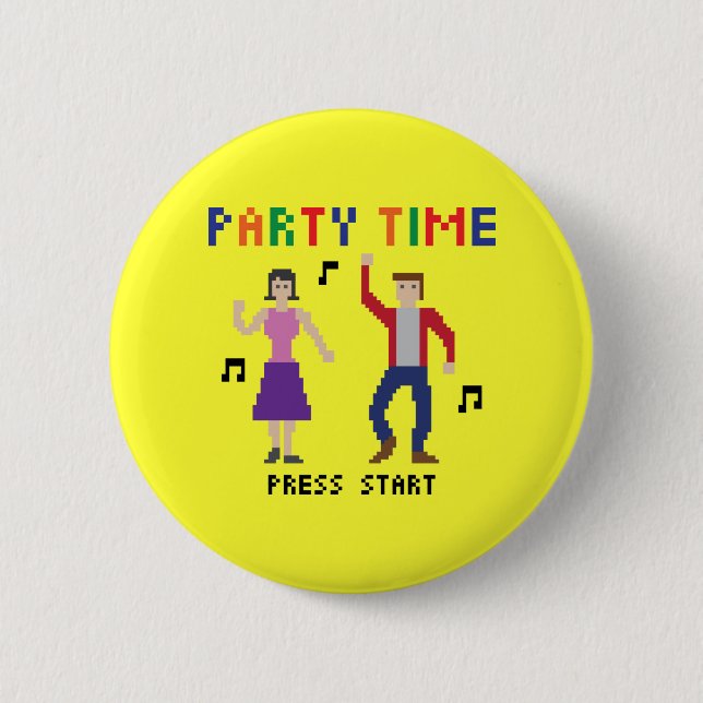 Pixel Art Party Time Button (Front)
