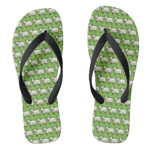 Pixel Art Pattern Flock Of Woolly White Sheep Thongs