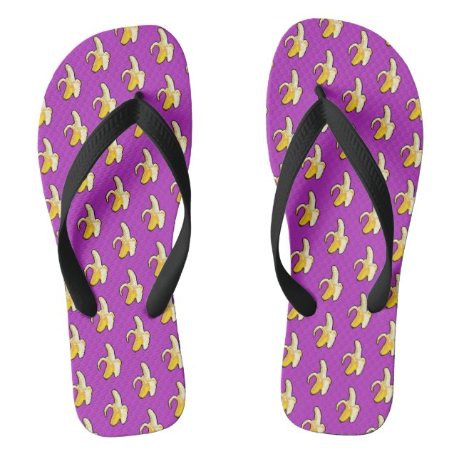 Pixel Art Pattern Peeled Yellow Banana Thongs (Footbed)