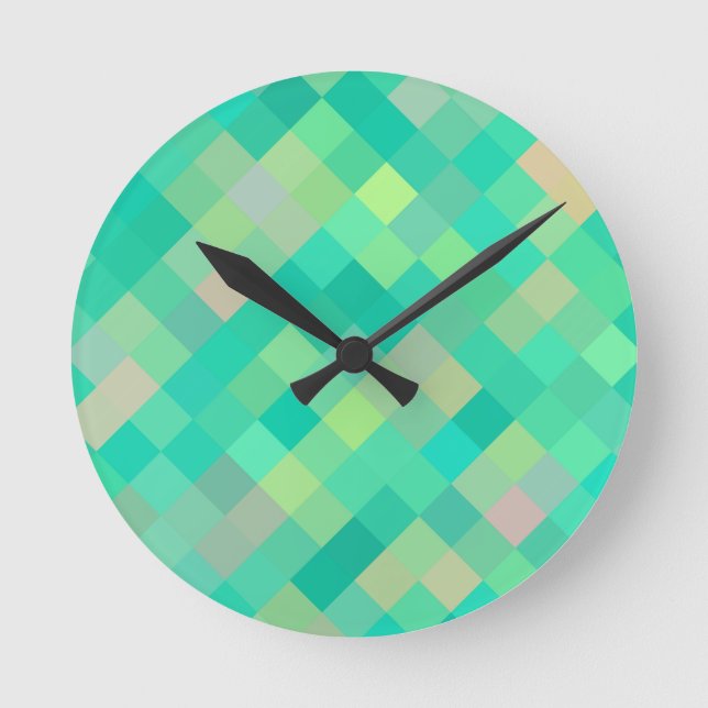Pixel Art Pattern Round Clock (Front)