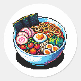 Pixel Art Ramen Noodles  Classic Round Sticker