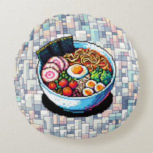 Pixel Art Ramen Noodles  Round Cushion