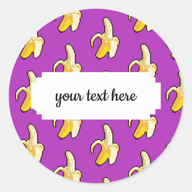 Pixel Art Ready To Eat Yellow Banana Pattern Classic Round Sticker (Front)