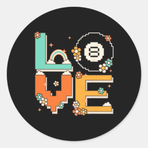 Pixel Art Retro 60s 70s Style Hippie Outfit Love B Classic Round Sticker