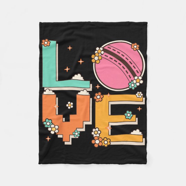 Pixel Art Retro 60s 70s Style Hippie Outfit Love C Fleece Blanket (Front)